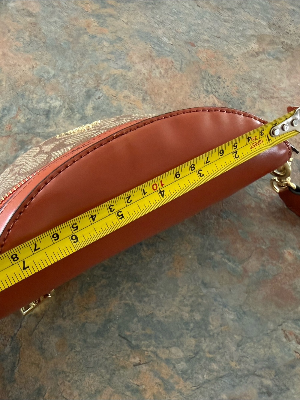 Coach Monogram Crossbody Belt Bag in Brown and Orange - Picture 7 of 9